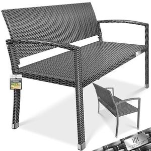 KESSER® Tuinbank Polyrattan voor 2 personen tot 320 kg weerbestendig en uv-bestendig | Parkbank 125 x 62 x 90 cm met 2 zitplekken | Zitbank voor buiten Tuinmeubel ergonomische armleuningen Antraciet