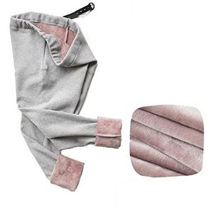 Dames Warme Fleece Bekleed Zwangerschapsbegangen Met Verstelbare Band Super Zachte Dikke Lange Post Maternity Capri Panty Broek,Grijs,M