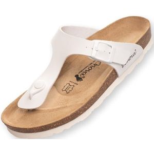 BOnova Ibiza. teenslippers in 21 kleuren en vele maten - met anatomisch gevormd kurk-voetbed. Een sandaal gemaakt in kleine fabrieken in de EU., wit, 38 EU
