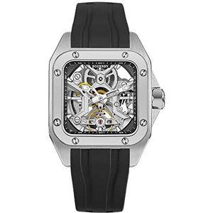 BODERRY Vierkante Automatische Titanium Horloge voor Mannen 72H Power-Reserve Side Transparante Case 10ATM Waterdichte Zwitserse Super-Luminous Sport Horloges-Storm, Wit-b, riem