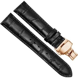 Chlikeyi Leren armband voor dames met rode armband en vlindersluiting, Zwart 2, 21 mm