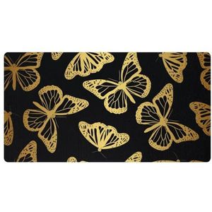 VAPOKF Gouden vlinder silhouet keukenmat, antislip wasbaar vloertapijt, absorberende keukenmatten loper tapijten voor keuken, hal, wasruimte