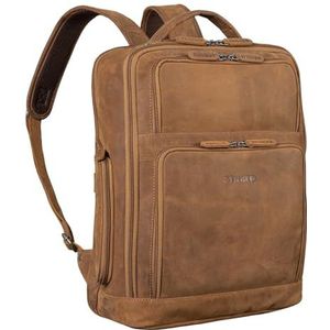 STILORD Johnson Leren Rugzak Heren Business Vintage Rugzakken voor 13,3 inch MacBook Laptop Rugzak Modern Daypack voor Uni Work Office Echt Leder Kleur:carbon - grijs