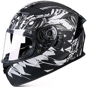 RYDZCLH motorfiets integraalhelm mode retro scooter bromfiets straat helm met dubbel vizier heren dames motorcrosshelmen voor alle seizoenen DOT/ECE goedgekeurd,J,S