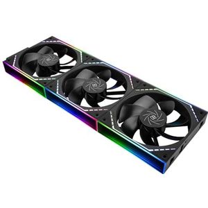 Thermalright TL-M12QR X3 CPU-ventilator 120 mm behuizing koeler, PWM-aansluiting stille computerkoeling met S-FDB-lagers, pc-ventilator met ARGB-spiegellichteffect, geluidsarm, zwart (TL-M12QR X3)
