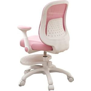 Ergonomische Bureaustoel, Ademende Mesh-computerstoel For Thuiskantoor, Bureaustoel Met Hoge Rugleuning Met Opklapbare Armen En Verstelbare Hoogte, Geschikt For Jongens En Meisjes (Color : Pink)