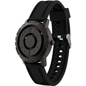 Magnetisch stalen kogelhorloge, zakelijk casual minimalistisch Zwitserland quartz uurwerk horloge, no pointer concept legering polshorloge, persoonlijkheidsgeschenken, unisex 40 mm (Color : Black)