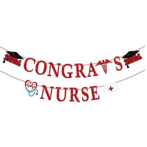 Oshhni Gefeliciteerd verpleegster banner feestartikelen multifunctionele decoratieve ziekenhuisbanner buiten hangend teken voor verpleegster afstuderen