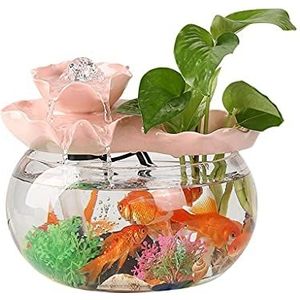 Viskommen Creatief Circulerend Water Aquarium Glazen Venster Desktop Klein Huishoudelijk Goud Aquarium Landschapsarchitectuur Decoratie Ornamenten Vis & Aquaria (Size : 7.48IN)