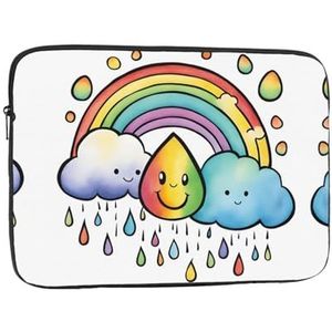 Gekleurde Strepen Verticale Duurzame Laptop tas-Multifunctionele Uiterst dunne Draagbare Laptopzak voor Zaken en Reis, Regenboog Wolken Regendruppel 1, 13 inch