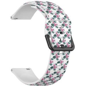 RYANUKA Compatibel met Fossil Gen 5 Carlyle/Julianna/Garrett HR, Q Explorist Gen 4/3, Sport 43 mm, Gen 5E 44 mm, (Monstera Roses Vintage) 22 mm zachte siliconen sportband armband armband