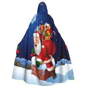 WURTON Kerstman carnaval cape met capuchon voor volwassenen, heks en vampier cosplay kostuum, mantel, geschikt voor carnavalsfeesten, 190 cm