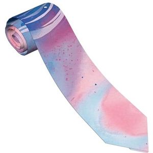 NONHAI Heren klassieke zijden stropdas woest olifantenpatroon trendy stropdas heren stropdassen formele gelegenheid zakelijke stropdassen, Aquarel swirl blauw en roze, Eén maat