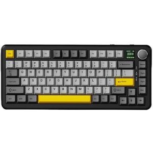 QPSJXN Draadloos mechanisch toetsenbord met drie modi, magnetische schakelaar, kleurendisplay 058 inch en activeringsslag van 01 mm (draadloos zwart/grijs)