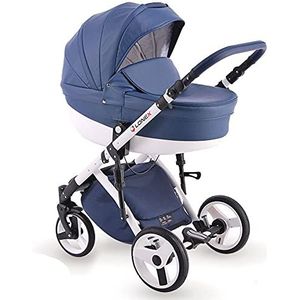 Kinderwagen 3in1 2in1 Isofix Set Luchtbanden Buggy 16 kleuren om uit te kiezen Comfort by Lux4Kids Blue White CI06 3in1 (inclusief autostoeltje)