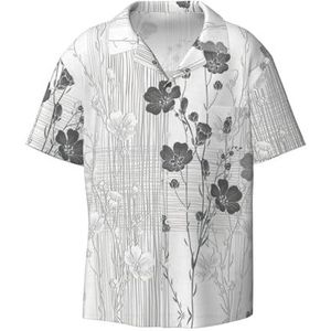 OdDdot Bloeiende hibiscus bloemenprint heren button down shirt korte mouw casual shirt voor mannen zomer business casual overhemd, Zwart, L