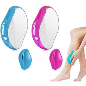 Roysmart Nano Haarverwijderaar, steen, ontharing zonder scheren, pijnloos peeling-ontharingsgereedschap, draagbare kristallen haarverwijderaar voor achterarmen, benen (blauw en roze)