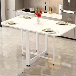 Opvouwbare eettafel, houten opvouwbare keukentafel, multifunctionele uitbreidbare tafel, opvouwbare uitschuifbare ruimtebesparende meubels, opvouwbaar in 3 vormen, for keuken, woonkamer (Color : B-wh