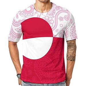 Groenlandse paisley-vlag(1) Grafisch T-shirt met korte mouwen voor heren ronde hals print casual T-shirt tops L