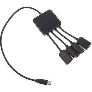 4 Poort Type-C USB 2.0 Hub Kabel Connector Adapter Voor Computer Telefoon Laptop