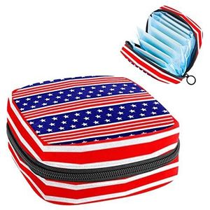 Star Stripe,Periode Pouch Draagbaar,Tampon Opbergtas,Tampon Houder voor Portemonnee Vrouwelijke Product Organizer, Multi kleuren, 4.7x6.6x6.6 in/12x17x17 cm
