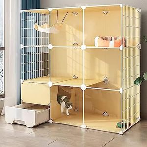 Kleine dierenboxen kattenkennels voor binnenkatten, indoor kattenkooien behuizingen, doe-het-zelf kattenbox voor klein dier, afneembare metalen draadkennels (maat: 107 x 47 x 107 cm-b)