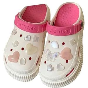 Men'S Women'S Sandals Summer Thick Sole Perforated Shoes Women Wearing Sole Love Solid Color Two Wear Home Slippers-Rose Red-Wc116-40-41