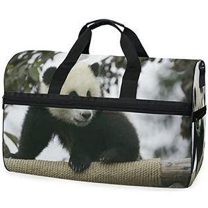 Leuke Baby Panda Dier Sport Zwemmen Gym Tas met Schoenen Compartiment Weekender Duffel Reistassen Handtas voor Vrouwen Meisjes Mannen