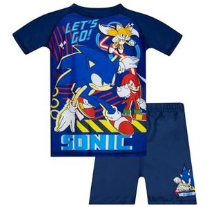 Sonic The Hedgehog Kostuum | Jongens Zwemkostuum | Jongens 2-Delig Zwemset | Blauw 122