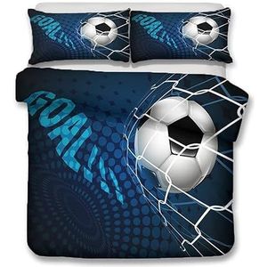 Dekbedovertrek - Voetbal - 200 x 200 cm - Microvezel - Inclusief 2 Kussenslopen 65 x 65 cm