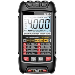 QAVLXIE Digitale multimeter 4000 telt spanningsstroommeter volt ampère ohm meter NCV-diode weerstand frequentietester (zwart)