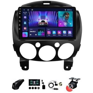 BOJONTN 22,9 cm (9 inch) Android 12 Autoradio 2 DIN voor Mazda 2 DE 2007-2014 met achteruitrijcamera, stuurwielbediening, Bluetooth, GPS, Navi CarPlay, draadloos (grootte: S100 1+32G)