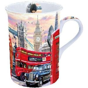 Ambiente Fine Bone China Mok, 0.25L - London Street, (bedrukt met iconische Londense afbeeldingen)