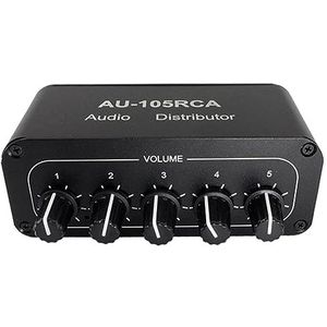 ISTOVO 5CH audio-verdeler, stereo-mixer, 1 ingang, 5 uitgangen, splitter voor actieve audio-versterker, robuust