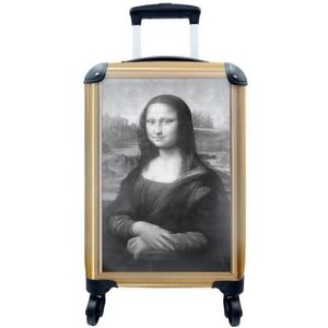 MuchoWow® Koffer - Mona Lisa - Leonardo Da Vinci - Gold - Lijst - Past binnen 55x40x20 cm en 55x35x25 cm - Handbagage - Trolley - Fotokoffer - Cabin Size - Print