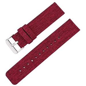Horlogebandjes voor mannen en vrouwen, horlogeband 12-22 mm heren dames snoepkleur geweven nylon canvas horlogeband vervanging elegante zweetabsort horlogeband (Color : Red silvery Clasp, Size : 20m