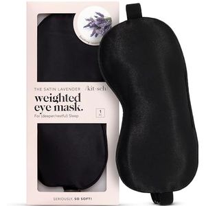 Kitsch Gewogen oogmasker om te slapen, lavendel verzwaard slaapmasker, satijnen oogmasker om te slapen, stijlvolle oogbedekking, gewogen kussen voor een diepere slaap, slaapmasker, 1 stuk (zwart)