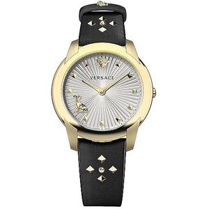 Versace Dames polshorloge Audrey 38 mm goudkleurige klinknagels op armband armband leer VELR0119