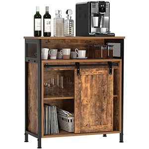 sogesfurniture Sideboard, keukenkast, bijzetkast, opbergkast, archiefkast met schuifdeur, voor keuken, woonkamer en werkkamer, industriële stijl, 70 x 30 x 80 cm