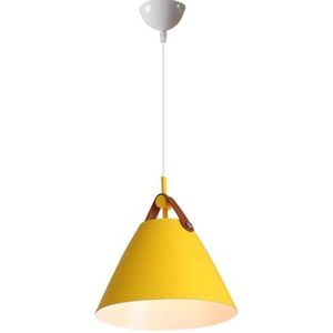 LANGDU Amerikaanse stijl moderne huiskroonluchters industriële matte E27-basis hanglamp creatieve metalen hanglamp for keukeneiland eetkamer slaapkamer hal bar woonkamer (Color : Yellow, Size : 27cm