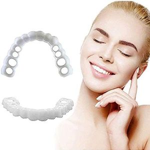 4 Stks Gebit Tanden Nep-Beugels Snap On Perfecte Smile Tanden Fineer Boven En Onder, Tijdelijke Tanden Lieert Dekking De Gebroken En Ontbrekende Tanden Voor Man En Vrouw