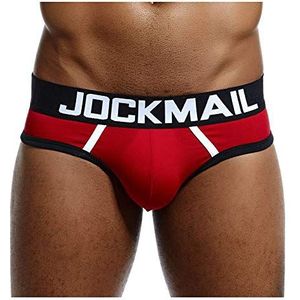 JOCKMAIL Sexy Heren Slips Jock Strap G Strings Backless Sexy Mannen Ondergoed Katoen Heren Slips Thongs Homo Ondergoed Thongs, Rood, L