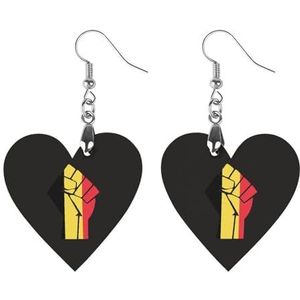 België Vlag Weerstaan Leuke Hartvormige Hanger Oorbellen Voor Vrouwen Lichtgewicht Houten Oorbellen Mode-sieraden Geschenken