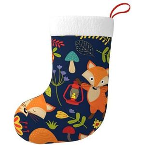 Aubnva Leuke Dier Vos Bloem Print Kerst Kous 17.7 inch Feestelijke Decor Voor Xmas Familie Bijeenkomsten Party Gunsten