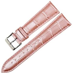 YingYou Mode Echt Lederen Horloge Band 12/14/16/17/18/19/20/22mm Horlogebanden Riem Armband Geel Blauw Roze Rood Vrouwen Horloge Band (Color : Pink, Size : 19mm)