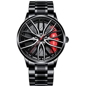 Velg Hub Wiel Horloges Mannen Sport Auto Mannen Horloges Quartz Waterdichte Sport Horloge Auto Quartz Quartz Horloge voor Mens Geschenken Horloges Mannelijke (B), armband