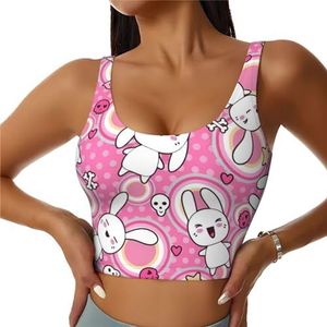 Cartoon Dieren Print Casual Wear Vrouwen Sport Vest Yoga Vest Workout Vest Voor Vrouwen Lichtgewicht Trendy, Zwart, S