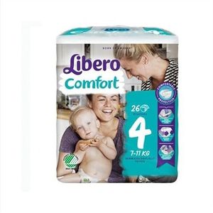 Libero Comfort maat 4 luiers voor kinderen met gewicht 7-11 kg, 26 stuks