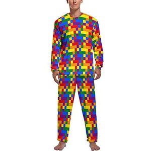 Kleuren LGBT Regenboog Vlag Zachte Heren Pyjama Set Comfortabele Lange Mouw Loungewear Top En Broek Geschenken XL