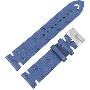 LUGEMA Vintage echte lederen horlogeband 18 mm 20 mm 22 mm struisvogelpatroon zwarte horlogebandriem compatibel met mannen horloge -accessoires (Color : Blue, Size : 20mm)